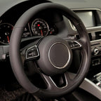 Microfiber Leather Steering Wheel Cover, Breathable Anti Slip Universal 14.5-15 inch Car Interior Accessories for Women Men, Black