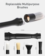 9PCS Car Interior Detailing Set, Microfiber Cloth & Applicator, Double-Head Detailing Brushes, Natural Bristles, Scratch-Free, Ultra-Soft for Seats Leather Care or Cleaning