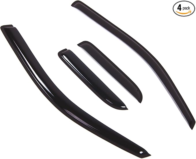 Outside Mount Window Vent Visors Rain Guards Compatible with Ford F-150 SuperCab 2004-2014 | Side Window Wind Deflectors Rain Shields | Black Tinted, 4 Pcs Set, BGWV-164