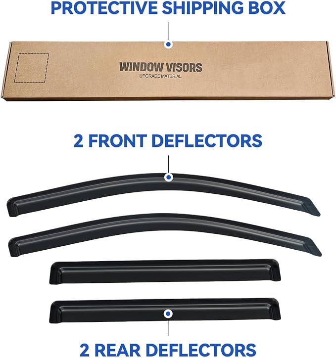 Window Visors Rain Guards Shield for 2015-2020 Chevy Tahoe/GMC Yukon(Not for XL or Denali), Out-Channel Window Wind Deflectors Vent Rain Visors Shades for 15-20 Cadillac Escalade(Not for ESV)