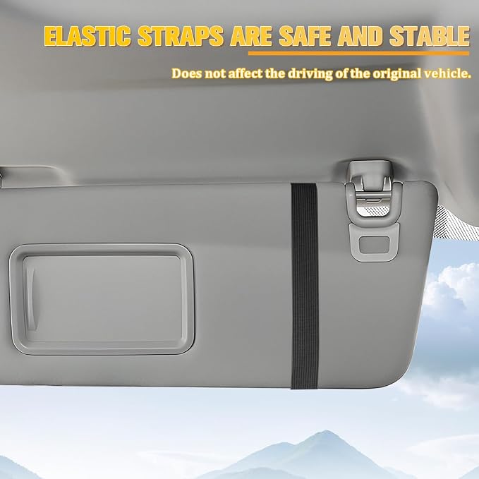 Car Sun Visor Organizer with Sunglasses Holder, Multi-Pocket Visor Storage Pouch Case for Ticket Card Phone Money, Auto Interior Sunvisor Organizer Bag, Universal for SUV Van Truck (Beige)