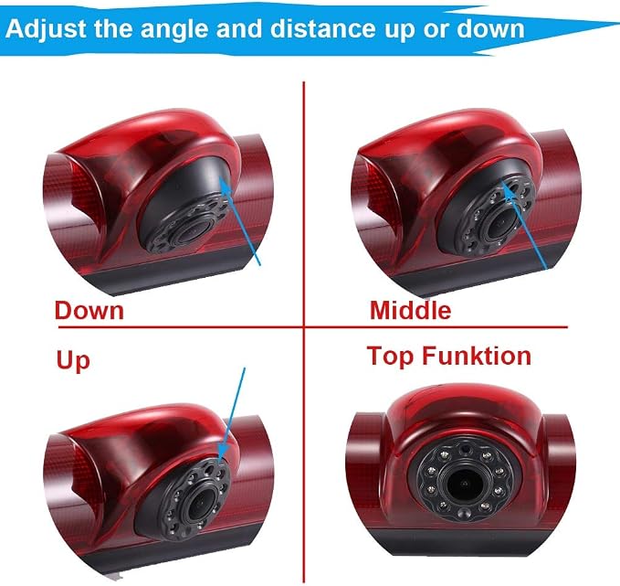 HD IP68 Third Roof Mount Brake Lamp Rear View Reverse Backup Camera Angle and Distance Adjustable Compatible with Chevrolet Express GMC Chevy Savana Exporer Cargo Van (Camera+4.3' Monitor)