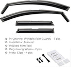 Window Deflectors Smoke Tinted In-Channel Side Window Vent Visor Deflectors Rain Guards Compatible with Santa Cruz 2022-2026 - 4pcs. GW0330