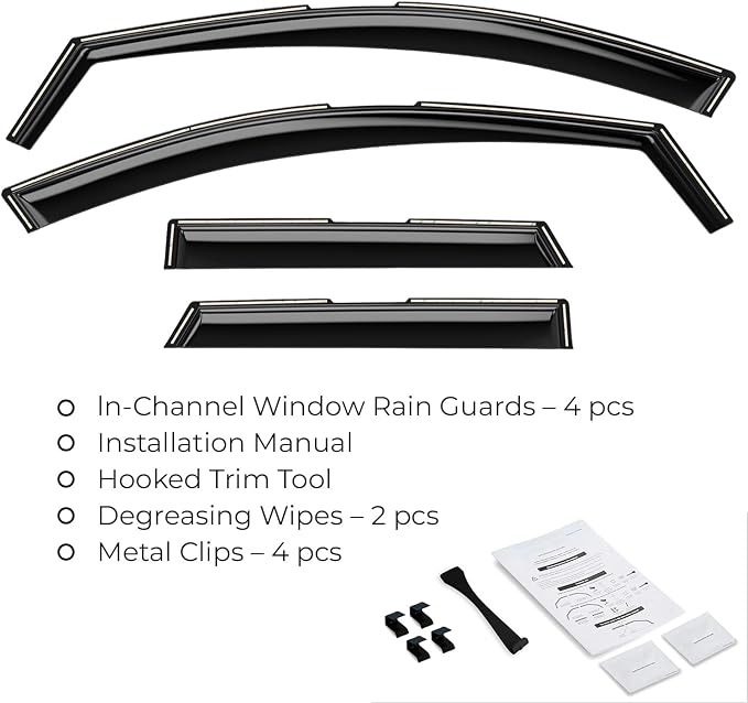 Window Deflectors Smoke Tinted In-Channel Side Window Vent Visor Deflectors Rain Guards Compatible with Santa Cruz 2022-2026 - 4pcs. GW0330