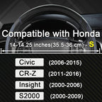 Customized Auto Car Steering Wheel Cover for Honda Civic, CR-Z, Insight, S2000, 14" - 14.25" (Diamond Quilted-Black+Blue-Small Size)