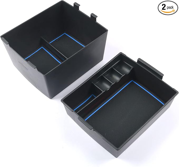 for 2022-2025 2026 Ford Maverick Center Console Organizer Tray | for 2022-2026 Ford Maverick Armrest Trays Storage Box Coin Container Maverick Truck Accessories, 2-Pack (Blue Trim)