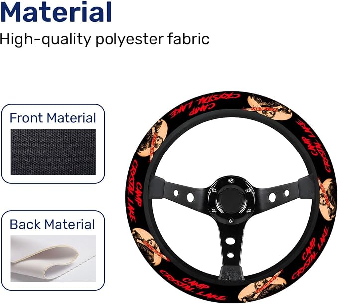 Hockey Mask Horror Steering Wheel Cover, Non Slip Polyester Car Wheel Protector for Car SUV Truck, Universal 15 Inch