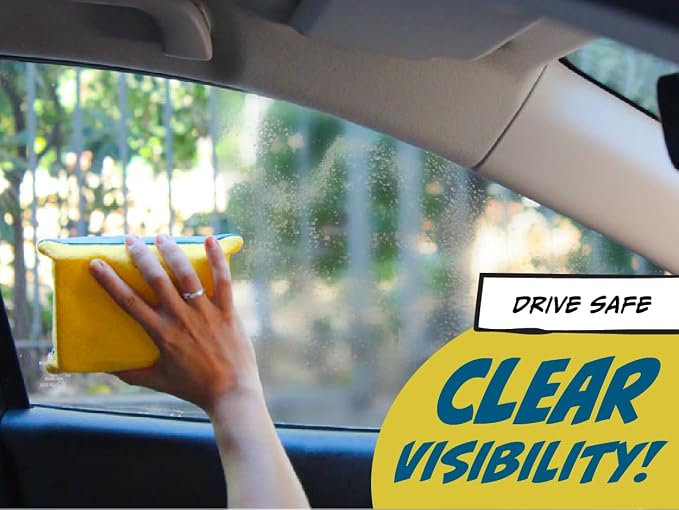 Captain Clearit Window Cleaner Sponge for Windshields, 2 Pack | Car window cleaner tool, non-scratch sponge for fog, steam, condensation, mirrors, glass, boats and bathroom surfaces