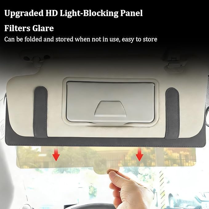 Car Sun Visor Extender Organizer, Visor Sun Blocker Extension with Magnetic Sunglasses Holder & Ticket Pouch, Multifunctional Auto Sunshade Storage Holder, Universal for Vehicles (Dark Gray)