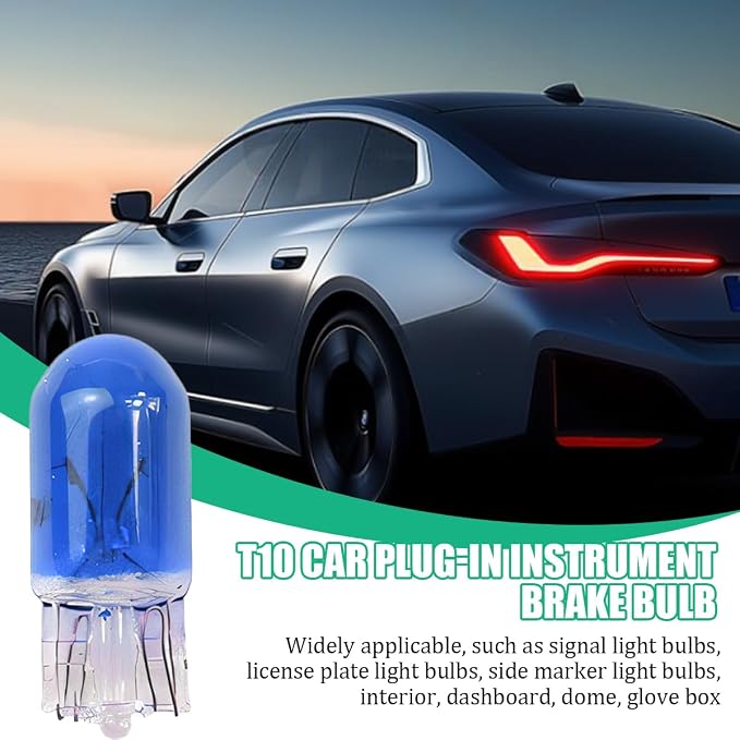 25PCS T10 12V 5W Car Turn Signal Light Bulbs, Clear Flat Foot Vehicle Side Marker Lamp Bulbs, Auto Interior Amber Headlight Bulbs Accessories, Universal for SUV, Sedan, Truck (Blue)