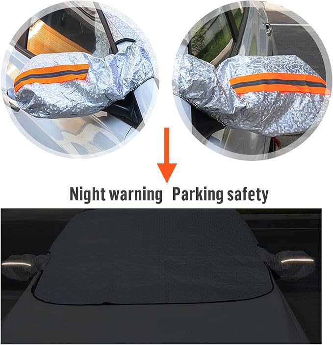 Car Windshield Snow Ice Cover with Side Mirror and Elastic Hook, 5 Magnetic Automotive Windshield Snow Frost Cover, Foldable Car Windshield Sun Shade for Most Cars, SUV/Truck/MPV(61"x46"Inch)
