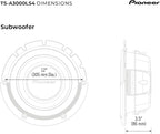 A-Series TS-A3000LS4 12” Subwoofer – 1500W Max, Shallow-Mount Design, Deep Bass in Tight Spaces, Compact, Slim, Truck/Car Subwoofer