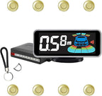 Backup Parktronic System Car Auto Vehicle Reverse with 8 Parking Sensors kit, LCD Display, Distance Detection (Meter/Foot Switchable), Buzzer Alarm and Voice Prompt Function（Gold