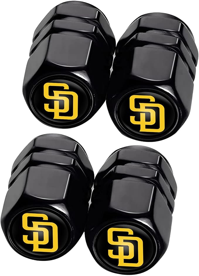 for SD Padres Baseball Fans Car Keychain with Tire Valve Caps, Car Keyring and Valve Stem Caps Compatible with Key Fob Holder, Delicate Gifts for Men Women, Padres