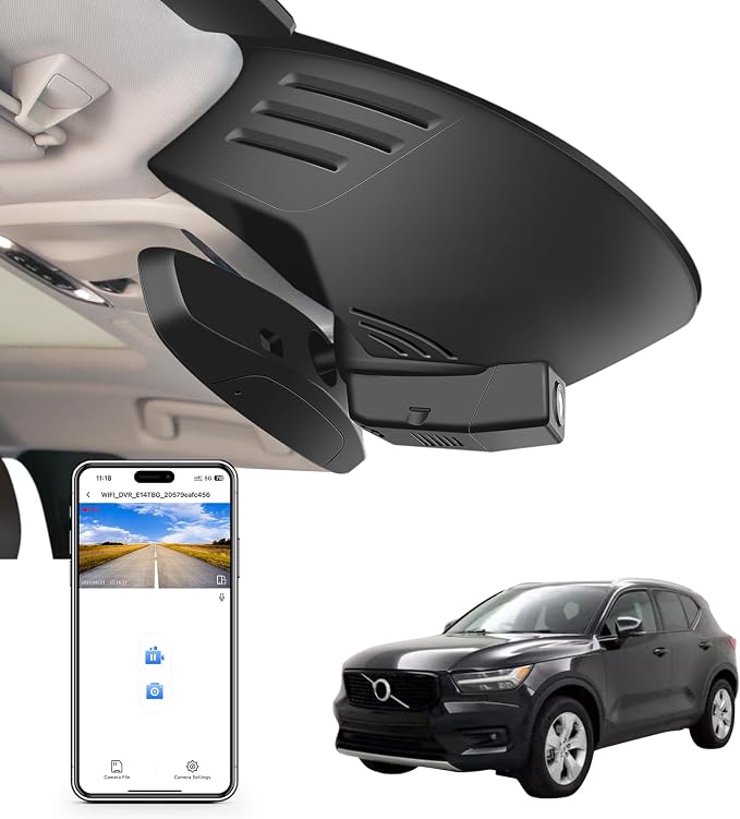 Mangoal 4K Dash Cam Custom for Volvo XC40 2019-2022 (Model A) | T4 T5 etc, Integrated OEM Look, UHD 2160P Video, WiFi & App, Loop Recording, Easy to Install, 64GB Card