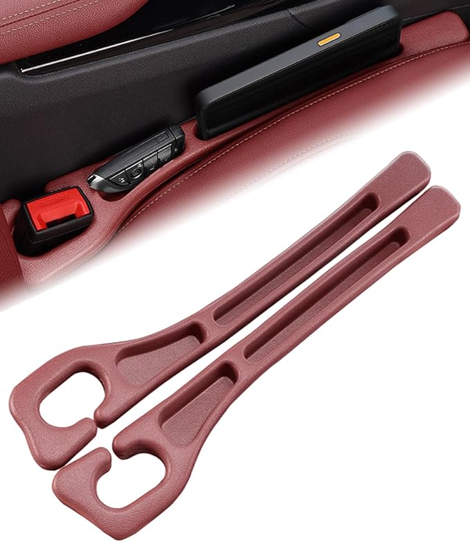 Seat Gap Filler with Storage, Universal Seat-Gap Filler, Double-Slot Organizer Prevents Phones, Keys & Coins from Falling, for Most Cars, Trucks, and Suvs (1set Red)