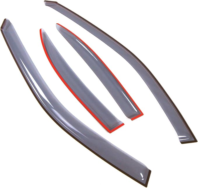 Car Window Rain Guard | Outside Mount Visors Auto Side Window Deflectors | Windows Visor Rain Shields Compatible with 2001-2004 Kia Spectra Sedan | 4 Pcs Set, LGWV2-643, Light Tinted