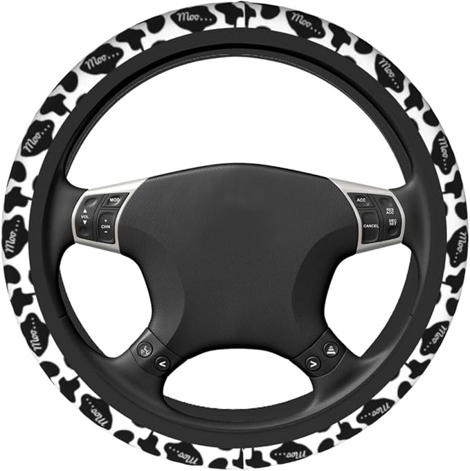Cow Pink Print Cute Country Rustic Farmhouse Steering Wheel Cover Car Accessories Cute for Women Girls Girly Universal 15 Inch Neoprene Auto Interior Decor Anti Slip Car Truck Protector