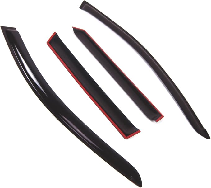 WD2-665 Dark Smoke 4 Pcs Set Window Visor (Outside Mount) Deflector Rain Guard Compatible with 2006-2013 Audi A3