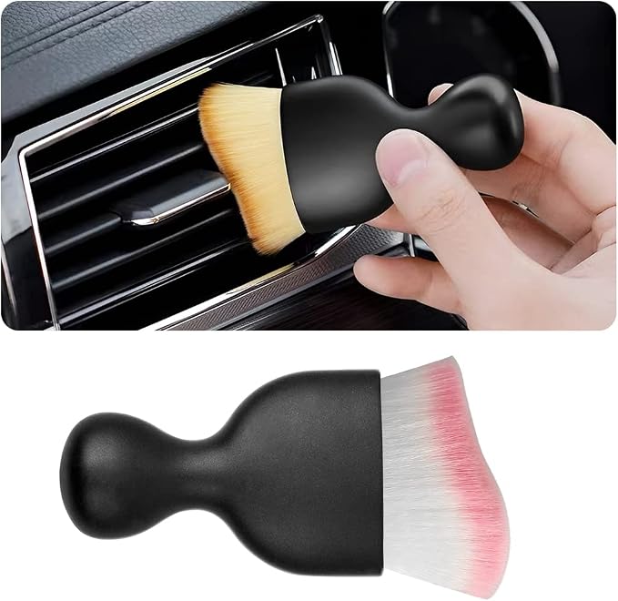 Car Interior Detailing Brush, Auto Soft Hair Cleaning Brushes, Curved Dirt Dust Collectors, Removal Tool for Dashboard Air Conditioner Vents Leather, Scratch Free (White/Pink/1PCS)