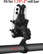 ZIDIYORUO Anti-Shake UTV Phone Mount Holder with Vibration Dampener | Heavy Duty Aluminum SXS Cell Phone Holder Fit for 1.75"-2" Roll Cage, Adjustable & Full Protection, Holds 4.7"-7.1" Phones