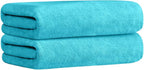 Large Microfiber Bath Towels Set, 2 Pack 30" x 60" - Soft, Absorbent, Quick-Drying, Bathrooom Towel with Hanging Loop for Hair Wrap, Sauna,Fitness, Sport, Yoga, Aquamarine
