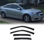 Side Window Wind Deflector fit for 2011-2015 Chevy Cruze&2016-2016 Chevrolet Cruze Limited, 4pcs Out-Channel Tape-On Rain Guards Set, Dark Smoke Nice Window Shade Visor 94611
