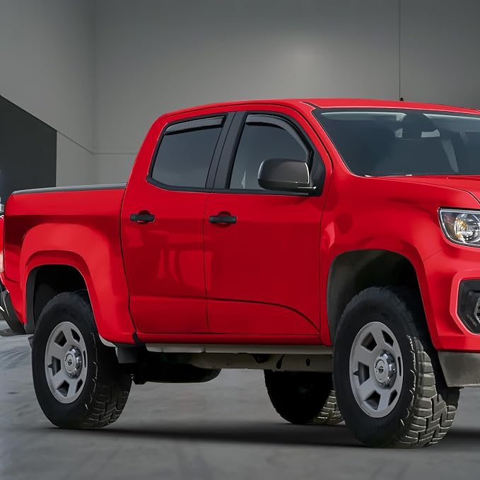 Voron Glass in-Channel Extra Durable Rain Guards for Trucks Chevrolet (Chevy) Colorado/GMC Canyon 2015-2022 Crew Cab, Window Deflectors, Vent Window Visors, 4 Pieces - 220184