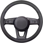 Latest Nappa Leather car Steering Wheel Cover, Stylish Non-Slip Leather car Interior 15 inches Universal（Black）