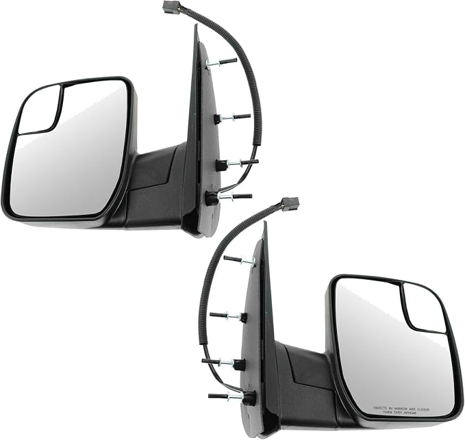 2 Piece Driver and Passenger Side Mirror Assembly Set Electric Adjustment Non-Heated No Memory Textured Compatible with 2010-2014 Ford E150 E250 2010-2017 E350 E450 FO1320396 FO1321396