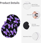 Butterfly Purple Steering Wheel Cover +2Pc Car Coasters Universal 15In | Beauty Butterfly Breathable Anti-Slip Car Suitable for Men Women