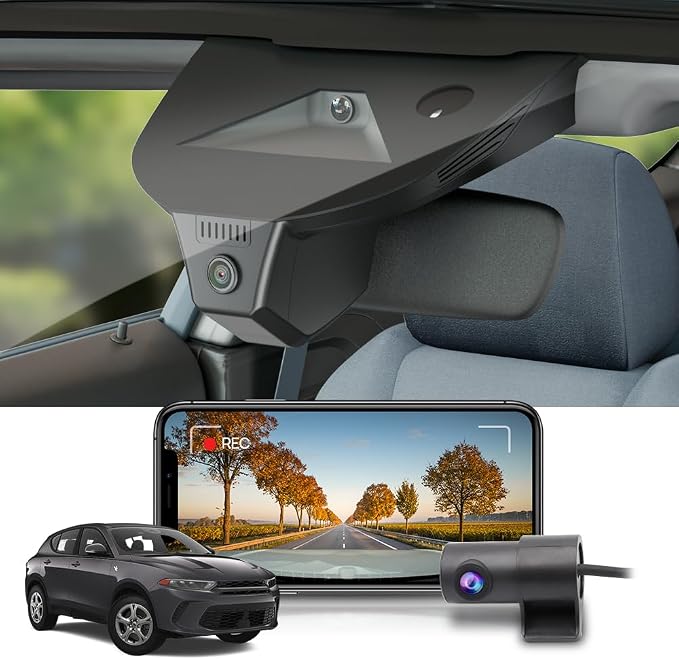 2160P+Rear 1080P Dash Cam Adapts for Dodge Hornet 2023 2024 2025 GT R/T Plus (HD2-D5410), OEM Look, Dual HD Video, Built-in WiFi & APP, Loop Recording, G-Sensor, Easy to Set, 128GB Card