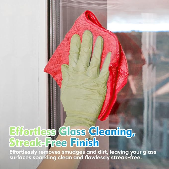 Red Microfiber Cleaning Cloth 12 Pack, 12.5 x 12.5 inch Microfiber Towels for Cars, Ultra Absorbent Car Washing Cloth, Lint Free Streak Free Cleaning Rags for Car, Kitchen, and Window