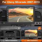 Car Radio Stereo for Chevy Chevrolet Silverado 2007 2008 2009 2010 2011 2012 2013 GMC Sierra Yukon with 5GHz WiFi CarPlay Android Auto Bluetooth Backup Camera【4Core 64GB ROM 】