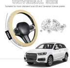 Steering Wheel Cover, Bling Crystal Rhinestones Auto Wheel Protector, Sparkly Cover Universal Fit Diverse 14.5-15 inch Steering Wheel, Interior Decor Car Accessories (White+Beige)