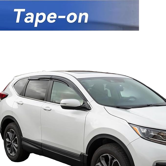 4PCS Tape-On Window Deflectors Rain Guards for 2023-2025 Honda CRV(CR-V) | Exterior Window Visors for CR-V 23-25,Tool-Free Installation,Noise Reduction,Shatterproof Sun Smoke Guard Vent Visors