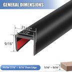 Rubber Edge Trim, Flexible Self Adhesive U Shaped Peel and Stick Edge Banding, 1/2"(12mm) Wide U Channel Edge Protector, Baby Proof Edge Guards for Woods, Plywood, Furniture, 20Ft, Black