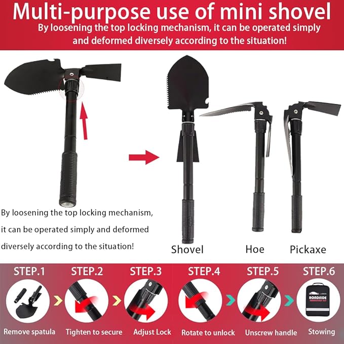 Emergency Roadside Kit for Car Auto Safety Kit with Jumper Cables Headlamp | Gifts for New Drivers with Tow Rope Folding Shovel, Safety Hammer Etc. For Travel, Breakdowns and Emergencies for Men Women