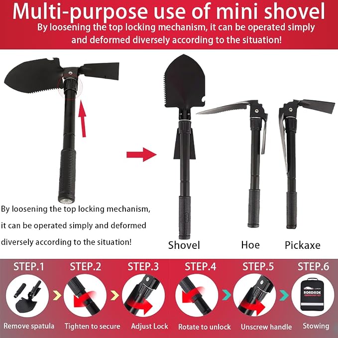 Emergency Roadside Kit for Car, Safety Kits for Cars With Jumper Cables | Premium Roadside Assistance Kit for Cars Headlamp Folding Shovel Safety Hammers Tow Rope Gifts for New Drivers Car Tool Kit