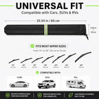 2Pcs Windshield Wiper Covers, 210D Heavy Duty Waterproof Wiper Blade Protector for Rain Snow Bird Poop, Universal Fit 25.5" Covers Sleeves with Reflective Strip for Cars, RVs, Trucks