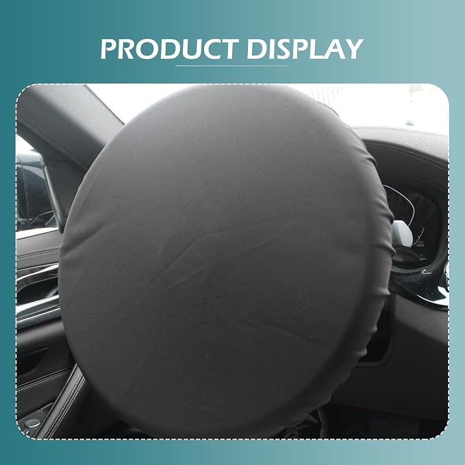 Car Steering Wheel Cover Sun Shade, Thickened Soft Waterproof Steering Wheel Sun Block Protector, All-Inclusive Design Auto Steering Shield Accessories for Most Cars, Trucks, SUVs (Black)