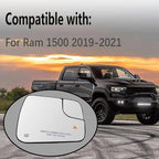Right Passenger Side Heated Blind Spot Convex Mirror Glass Replacement For 2019 2020 2021 Dodge Ram 1500 - Power Heated, Blind Spot, with Backing Plate, Replace 68402036AA 68402037AA