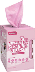Microfiber Cleaning Cloth, 75 Sheets Microfiber Towels for Cars Commercial Grade Washcloths Lint-Free Bulk Shop Towel Cleaning Rags for Household Restaurant Garage Housekeeping, 11"x 9", Pink