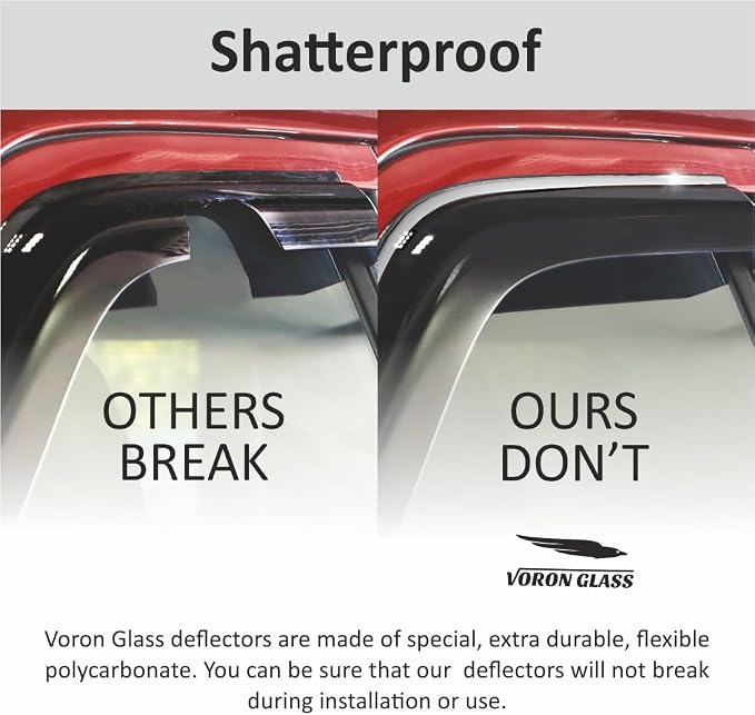 Voron Glass Chrome Trim Tape-on Extra Durable Rain Guards for Jeep Compass 2017-2026, Window Deflectors, Vent Window Visors, 6 Pieces - 100920