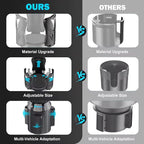 Adjustable Car Cup Holder Expander - Universal Base Fits 2.4"-4" Holders, Extends to 5.5" for 10-64oz Large Cups & Bottles