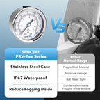 0-160 Psi Pressure Gauge, 2" Dial, 1/4 NPT Back Mount, Waterproof, Stainless Steel Case, for Pneumatic Regulator Air Compressor RV Regulator Water Tire Pressure Test