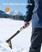 43.7" Extendable Ice Scrapers for Car Windshield for 12 Adjustable Length Settings with Foam Grip and 360° Pivoting Brush Head Detachable Snow Brush for Truck SUV(Orange)
