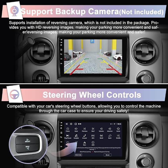 Car Stereo Upgrade for Ford F150 2009-2012 | Android 13 | 9" Touchscreen | 2GB+64GB | CarPlay Android Auto | Bluetooth WiFi | SWC | FM AM | Manuel AC