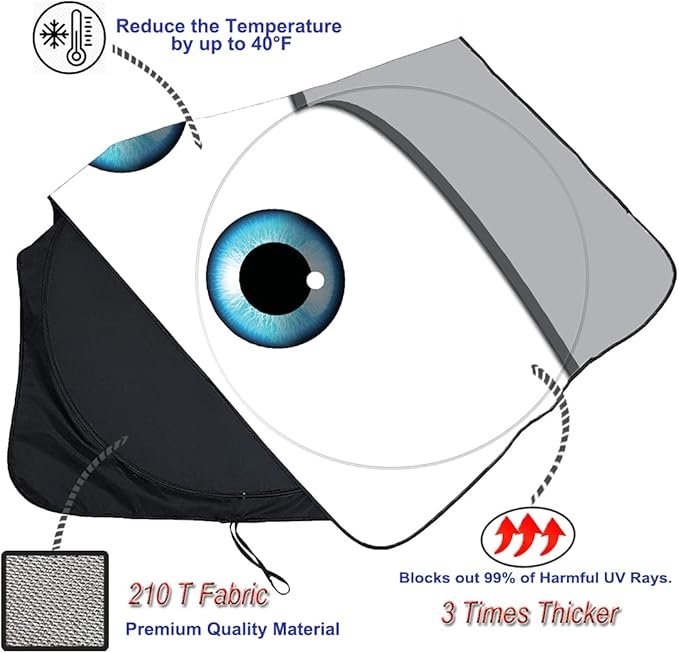 Windshield Sun Shades Car Sun Shade Protector Blocks UV Rays for Full-Size Sedan & SUV, Mid-Size SUV, Sports Cars, Wagon and Mid-Size Pickup Truck Car Accessories (Eyes-Grey, L)