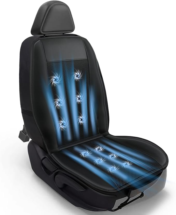 Cooling Car Seat Cushion, 12V&24V Breathable Cooling Seat Cover for Car, 2026 Updated Rapid Cooling Ventilated Cooled Seat Pad Cushion with 12 Fans Universal Fit Most Cars Automotive Truck SUV Van